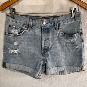 Levis 501 Jean Shorts Womens 28 Jorts Denim 100 Cotton Light Wash Hemmed 3 inch